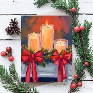Cartes Pour Fêtes Annuelles Guirlande de bougies de Noël Peinture à l'aquarell