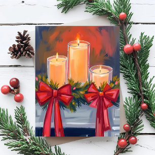 Cartes Pour Fêtes Annuelles Guirlande de bougies de Noël Peinture aquarelle