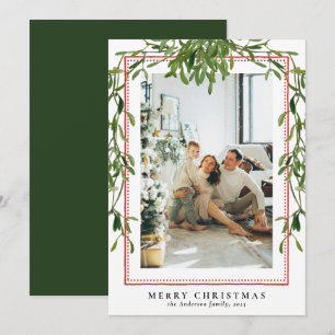 Cartes Pour Fêtes Annuelles Guirlande de gui botanique élégante Joyeux Noël