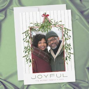Cartes Pour Fêtes Annuelles Guirlande de verdure de gui joyeux Photo Noël
