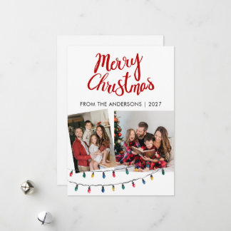Cartes Pour Fêtes Annuelles Guirlande Lumineuse & Ruban Rouge Noël 2 Photo