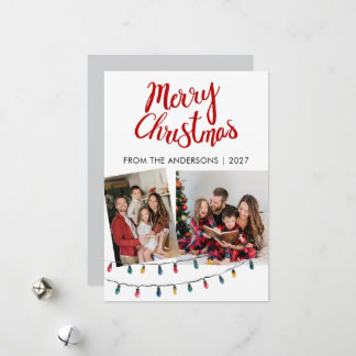 Cartes Pour Fêtes Annuelles Guirlande Lumineuse & Ruban Rouge Noël 2 Photo