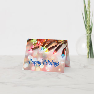 Cartes Pour Fêtes Annuelles Guirlande scintillante multicolore Noël bokeh