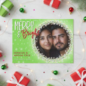 Cartes Pour Fêtes Annuelles Guirlandes lumineuses de Noël vertes Merry & Brigh