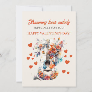 Cartes Pour Fêtes Annuelles Guitare aime la mélodie Saint-Valentin romantique