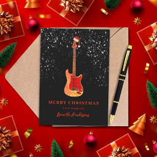 Cartes Pour Fêtes Annuelles Guitare Cool Joyeux Noël Neige Sur Mesure