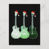Cartes Pour Fêtes Annuelles Guitare de Noël Père Noël vert (Devant)