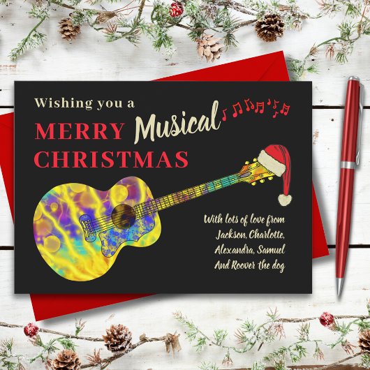 Cartes Pour Fêtes Annuelles Guitare de Noël Rock and Roll