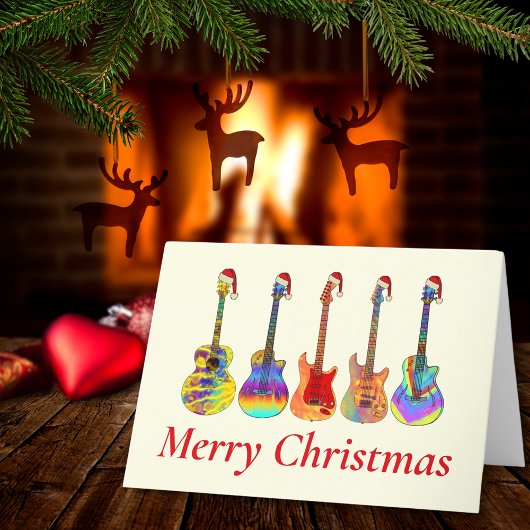 Cartes Pour Fêtes Annuelles Guitare Noël Funny Psychedelic Festive Musique H
