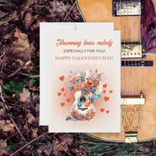 Cartes Pour Fêtes Annuelles Guitare romantique aime la mélodie Saint-Valentin