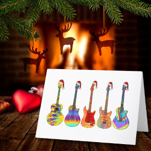 Cartes Pour Fêtes Annuelles Guitares de Noël Funky Psychedelic Funny Festin