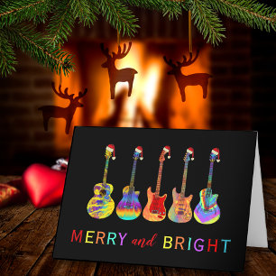 Cartes Pour Fêtes Annuelles Guitares de Noël Joyeuses et Lumineuses