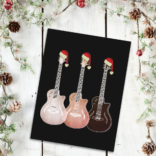 Cartes Pour Fêtes Annuelles Guitares électriques de Noël vintage festif rétro