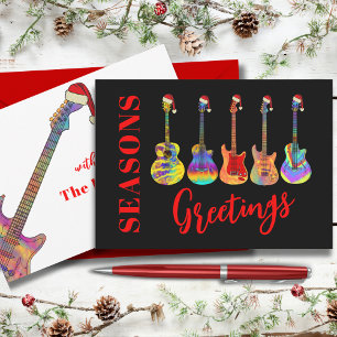 Cartes Pour Fêtes Annuelles Guitares portant des chapeaux de Père Noël Joyeuse