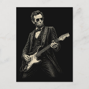 Cartes Pour Fêtes Annuelles Guitariste génial de Lincoln Gravure vintage
