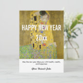 Cartes Pour Fêtes Annuelles Gustav Klimt - Bonne année avec le baiser (Debout devant)