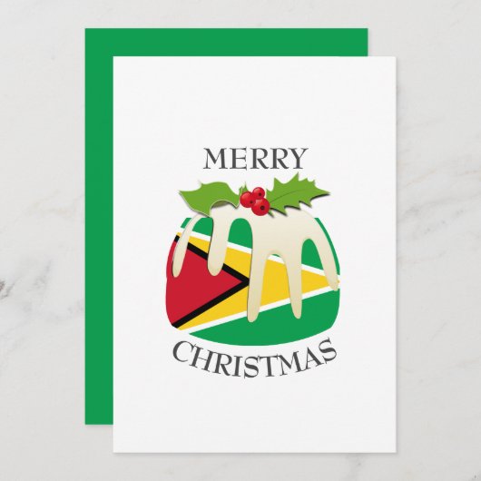 Cartes Pour Fêtes Annuelles GUYANA FLAG | Pudding de Noël | Festif (Devant / Derrière)