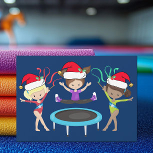 Cartes Pour Fêtes Annuelles Gymnastique mignonne Filles Gymnaste de Noël