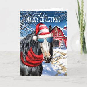 Cartes Pour Fêtes Annuelles Gypsy Vanner Horse drôle MAREy Noël