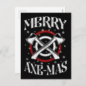 Cartes Pour Fêtes Annuelles Hache Lancer de Hache Bûcheron Joyeux Axe-mas (Devant / Derrière)