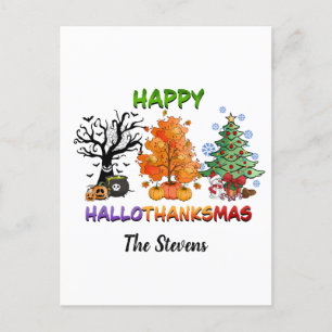Cartes Pour Fêtes Annuelles Hallothanksmas heureux avec des arbres