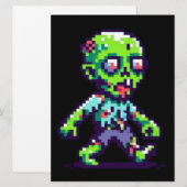 Cartes Pour Fêtes Annuelles Halloween 8 bits drôle zombie (Devant / Derrière)