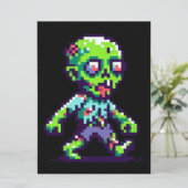 Cartes Pour Fêtes Annuelles Halloween 8 bits drôle zombie (Debout devant)