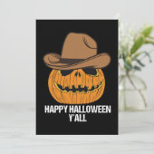 Cartes Pour Fêtes Annuelles Halloween amusant Y'all Cowboy Jack-o'-lantern (Debout devant)