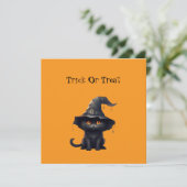 Cartes Pour Fêtes Annuelles Halloween Black Witchy Kitten Chat Sorcière (Debout devant)