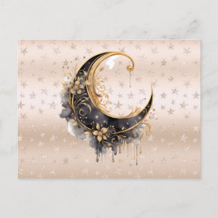 Cartes Pour Fêtes Annuelles Halloween Bohème noir et or Croissant Lune