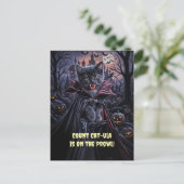 Cartes Pour Fêtes Annuelles Halloween Chat noir Vampire mignonne drôle (Debout devant)