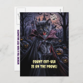 Cartes Pour Fêtes Annuelles Halloween Chat noir Vampire mignonne drôle (Devant / Derrière)