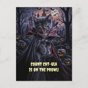 Cartes Pour Fêtes Annuelles Halloween Chat noir Vampire mignonne drôle