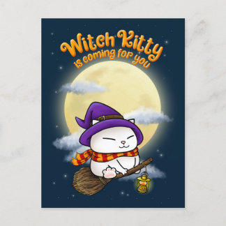 Cartes Pour Fêtes Annuelles Halloween Chat Witch Kitty