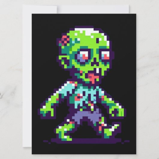 Cartes Pour Fêtes Annuelles Halloween drôle zombie 8 bits  (Devant)