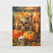Cartes Pour Fêtes Annuelles Halloween effrayant crânes Déplaisants et citrouil (Devant)