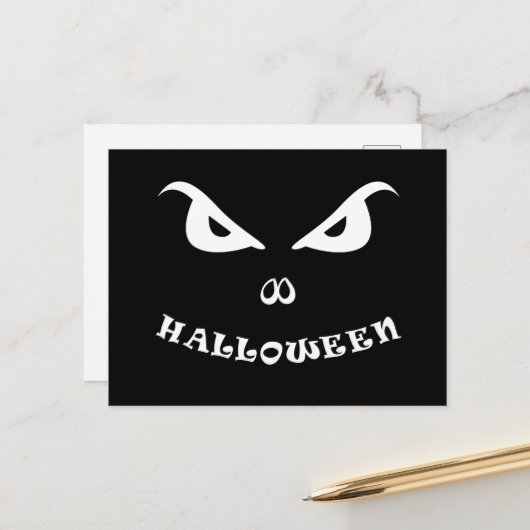 Cartes Pour Fêtes Annuelles Halloween éffrayant effrayant visage (Devant/Arrière en situation)
