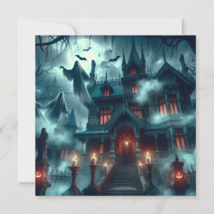 Cartes Pour Fêtes Annuelles Halloween effrayant Haunted Castle Graveyard