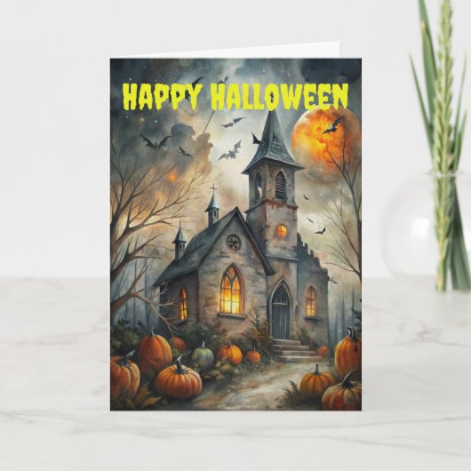Cartes Pour Fêtes Annuelles Halloween effrayant Maison hantée (Devant)