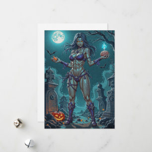 Cartes Pour Fêtes Annuelles Halloween Friandise ou Petite Amie Zombie avec des