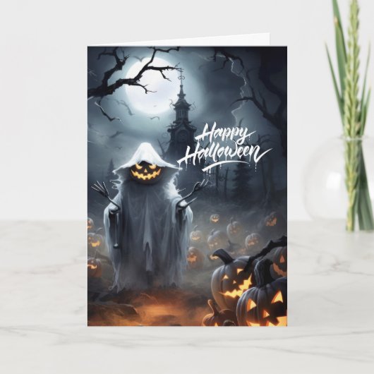 Cartes Pour Fêtes Annuelles Halloween Ghoul dans un Patch Jackolantern (Devant)