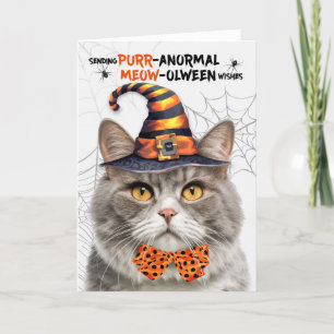Cartes Pour Fêtes Annuelles Halloween gris marbré Chat PURRanormal MEOWolween