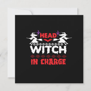 Cartes Pour Fêtes Annuelles Halloween Head Witch En Charge Anniversaire