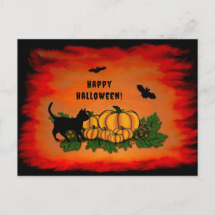 Cartes Pour Fêtes Annuelles Halloween heureux, Chat noir, Chat et Citrouille