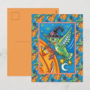 CARTES POUR FÊTES ANNUELLES HALLOWEEN HUMMINGBIRD & JACK-O'-LANTERN WHIMSY