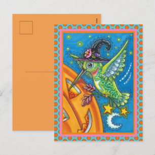 CARTES POUR FÊTES ANNUELLES HALLOWEEN HUMMINGBIRD & JACK-O'-LANTERN WHIMSY
