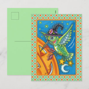CARTES POUR FÊTES ANNUELLES HALLOWEEN HUMMINGBIRD & JACK-O'-LANTERN WHIMSY