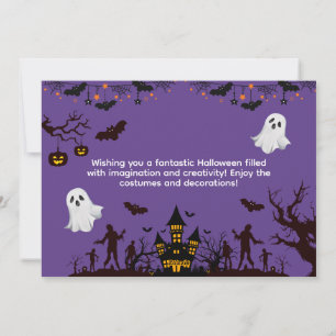 Cartes Pour Fêtes Annuelles Halloween Illustratif Violet et Noir