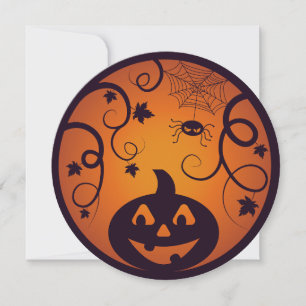 Cartes Pour Fêtes Annuelles Halloween Jack-o'-lantern citrouille visage et ara