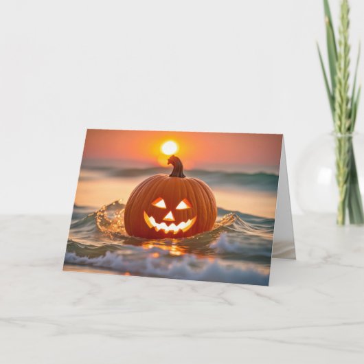 Cartes Pour Fêtes Annuelles Halloween Jack-o-Lantern En Océan (Devant)
